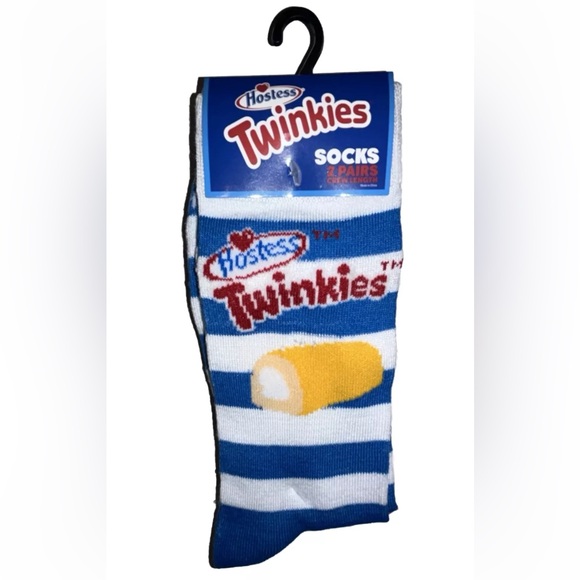 Twinkies Odd Sox Crew Socks 2 Pair Men 8-12 W 9-13 White Blue w Logo Cakes NEW! - Picture 1 of 9